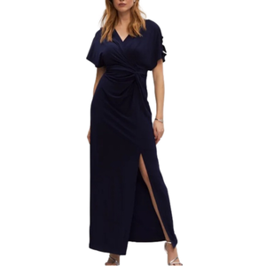 New ALEX EVENINGS Navy Embellished Cutout Sleeve Knotted Maxi Dress Size 8